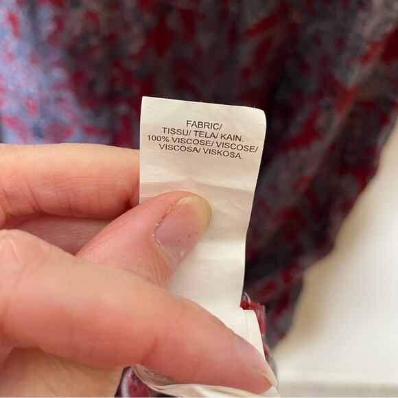 Lucky Brand Burgundy Black Floral Print Long Sleeve Maxi Midi Dress Womens - Picture 3 of 3